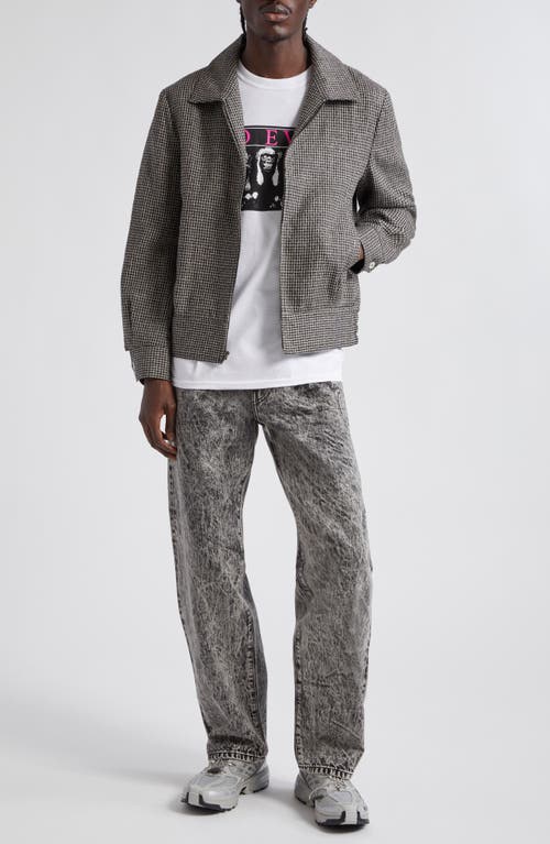 Noah Ricky Houndstooth Linen-blend Jacket In Black/grey
