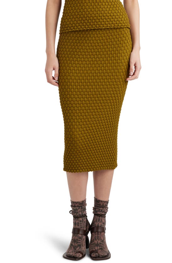 Shop Dries Van Noten Tiffany Basket Weave Body-con Midi Skirt In Olive