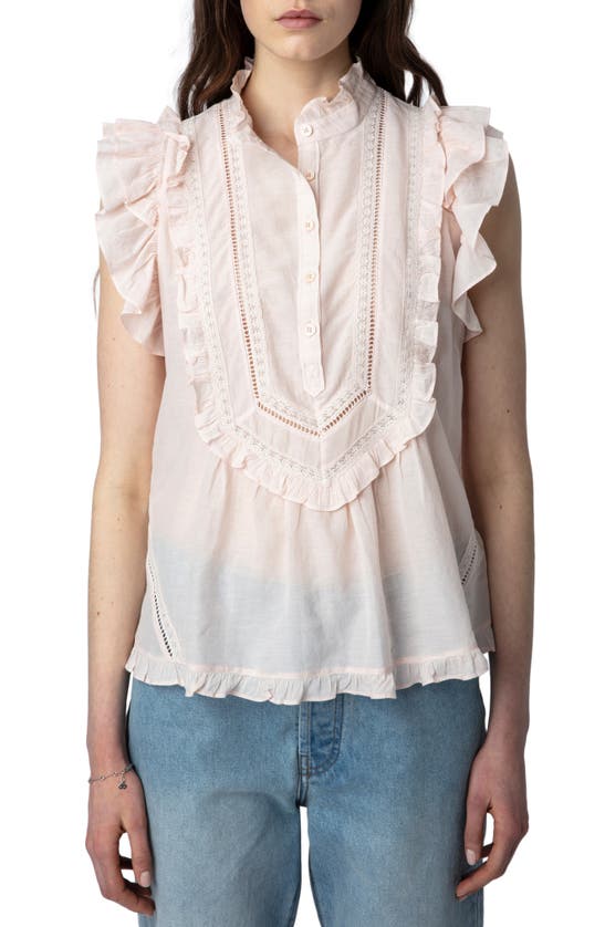 ZADIG & VOLTAIRE TAMA RUFFLE LACE BLOUSE