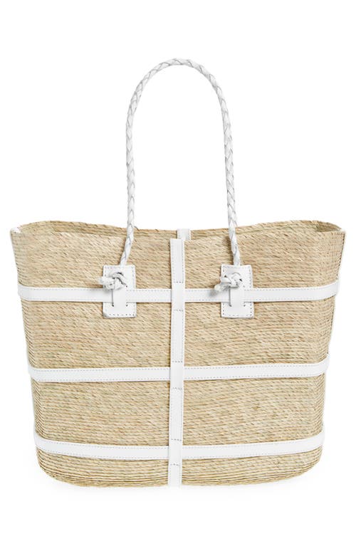 Shop Altuzarra Large Watermill East/west Straw Tote In Natural/white