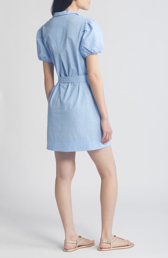 Shop Tommy Bahama Nova Wave Puff Sleeve Tie Belt Shirtdress In Light Sky