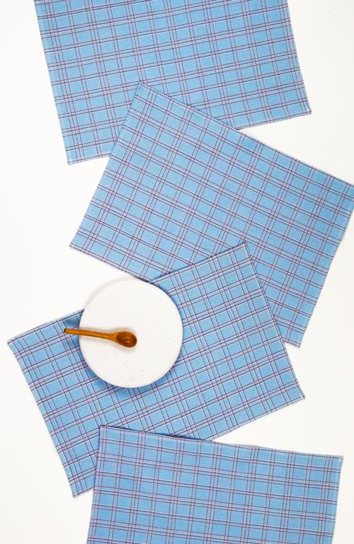 Shop Archive New York Chiapas Handwoven Plaid Cotton Placemats, Set Of 4 In Blue