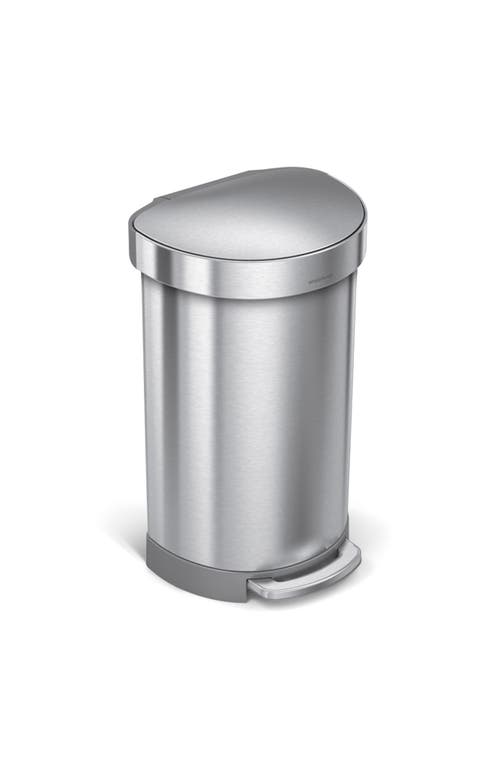 simplehuman 45L Semi Round Step Trash Can in Brushed at Nordstrom