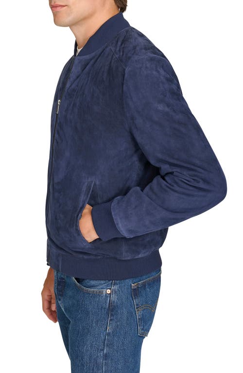 Cole Haan Men's Suede Bomber Jacket In Navy