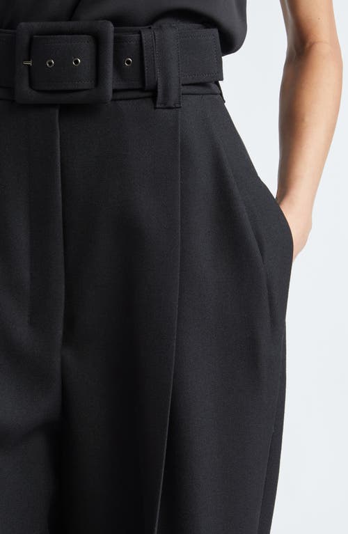 Shop Max Mara Street Pleated Cotton Twill Tapered Pants In Black