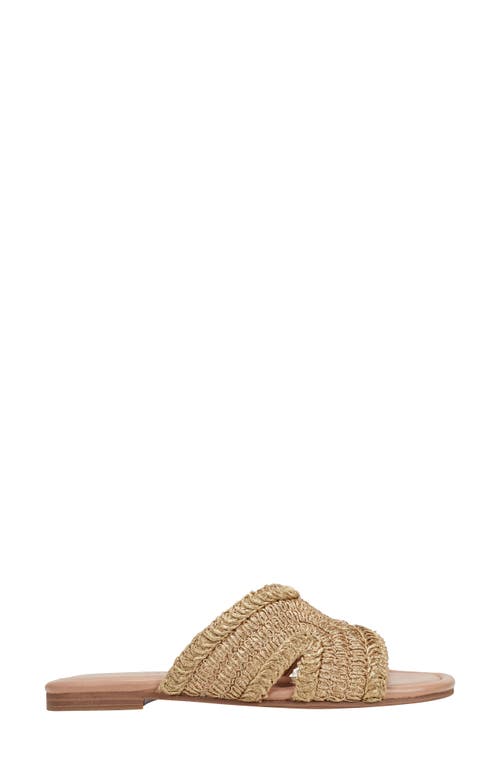 Marc Fisher Ltd Narda Woven Raffia Flat Slide Sandals In Metallic Gold