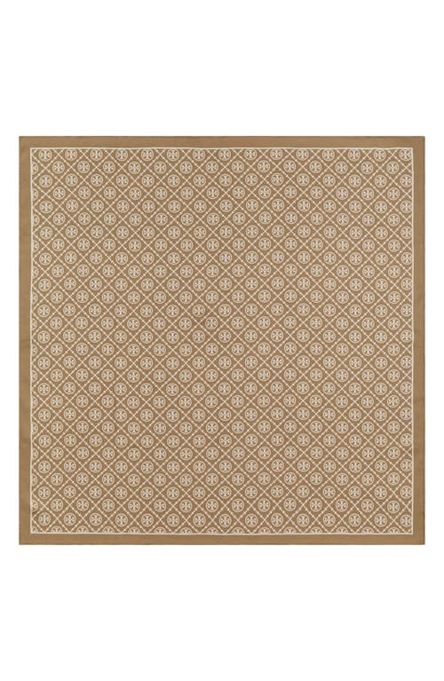 Tory Burch T Monogram Double-sided Silk Square Scarf In Natural Khaki