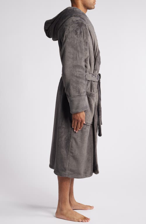 Shop Nordstrom Fleece Hooded Robe In Grey Tornado