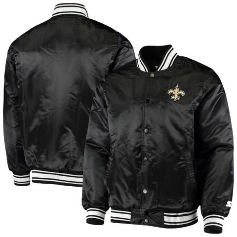 Men's Starter Black Minnesota Vikings Locker Room Satin Varsity Full-Snap Jacket