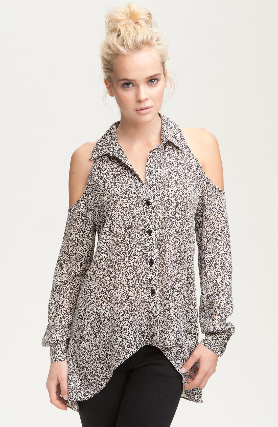 Parker Print Silk Cutout Shoulder Shirt Nordstrom