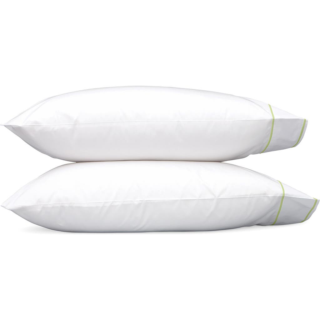 Matouk Ansonia Percale Standard Pillowcase, Pair In White/leaf