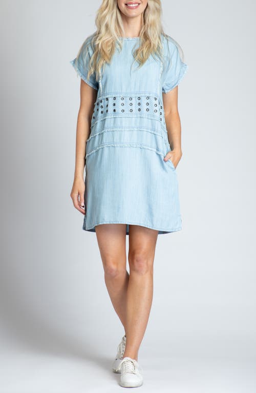 APNY Frayed Grommet A-Line Chambray Dress Light Indigo at Nordstrom,