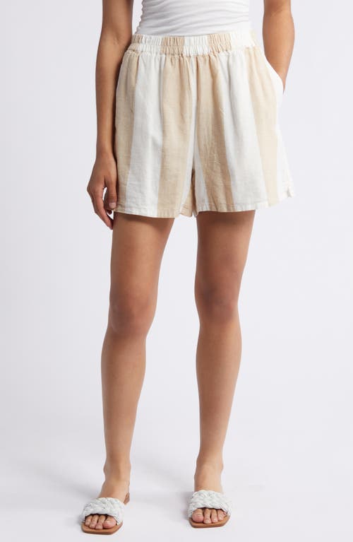 Shop Beachlunchlounge Kelis Stripe Linen & Cotton Shorts In Sahara Sand