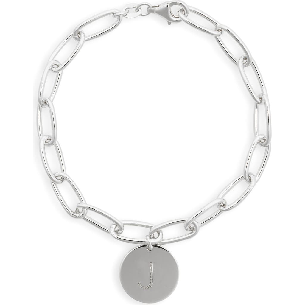 Meshmerise Initial Disc Charm Bracelet In White-j