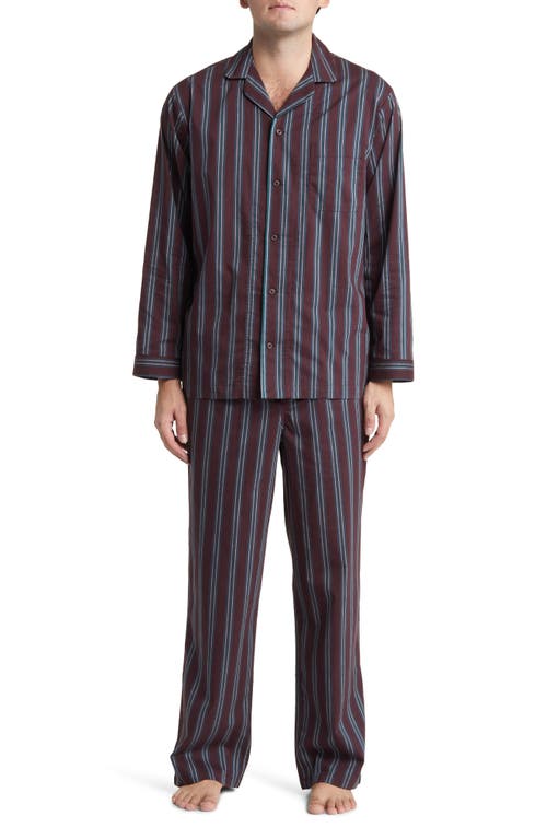 1930s Men’s Pajamas, Robes, Smoking Jackets History Nordstrom Plaid Poplin Pajamas in Burgundy Fudge Chandler Stripe at Nordstrom Size X-Large $75.00 AT vintagedancer.com
