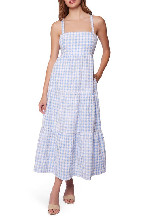 Lost + Wander Field Day Gingham Cotton Eyelet Sundress in Blue White Gingham