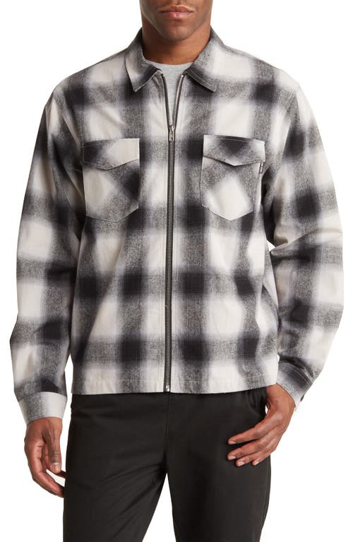 Noon Goons Shadow Plaid Cotton Zip-Up Shirt Jacket in Black/White