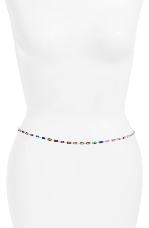 Rectangular Crystal Station Belly Chain in Multi/Silver