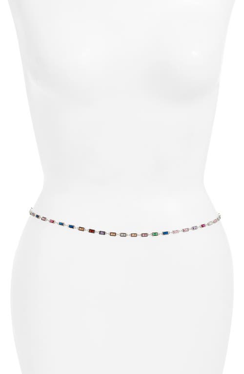 Vidakush Rectangular Crystal Station Belly Chain In Gray