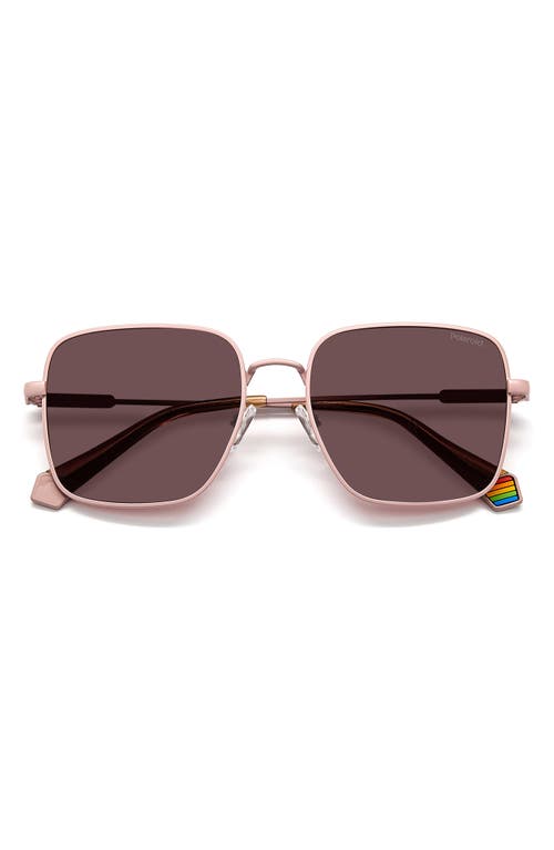 56mm Polarized Square Sunglasses in Matte Pink/Violet Polar