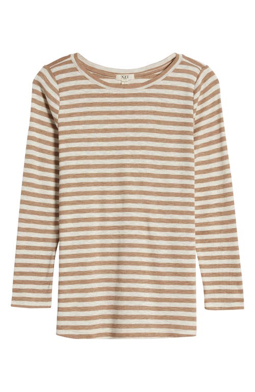 Shop Nzt By Nic+zoe Stripe Boat Neck T-shirt In Neutral Multi