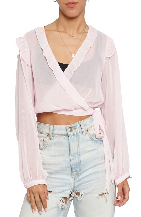 Shop Know One Cares Ruffle Wrap Top In Light Pink