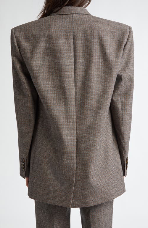 Shop Stella Mccartney Microhoundstooth Check Oversize Wool Blazer In 2425 - Camel/grey