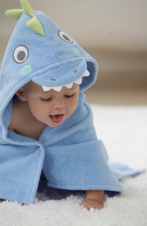 Elegant Baby Terry Velour Hooded Sea Serpent Towel In Blue