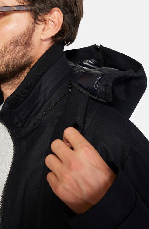 Norwegian Wool Hooded Waterproof Down Coat In Black