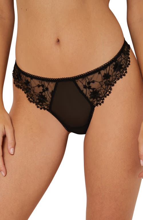 Lumineuse Embroidered Tulle Tanga in Black