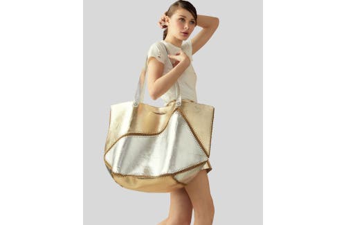CYNTHIA ROWLEY CYNTHIA ROWLEY MIXED METALLIC VEGAN LEATHER OVERSIZED TOTE