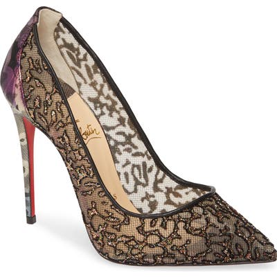 Christian Louboutin Follies Glitter Mesh Pump - Metallic