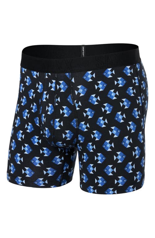 Saxx Droptemp™ Cooling Cotton Boxer Briefs In Aquatic Check-black