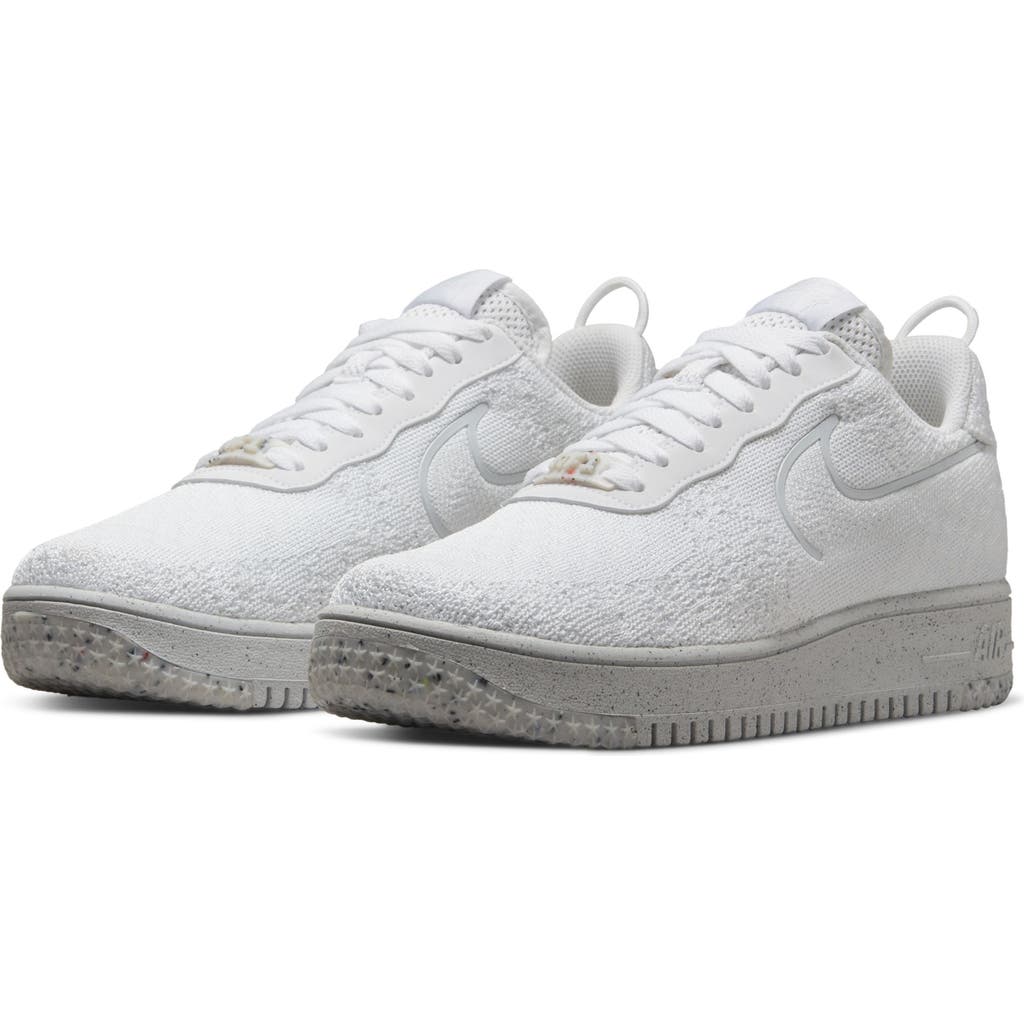 Nike Af1 Crater Flyknit Sneaker In White/platinum Tint