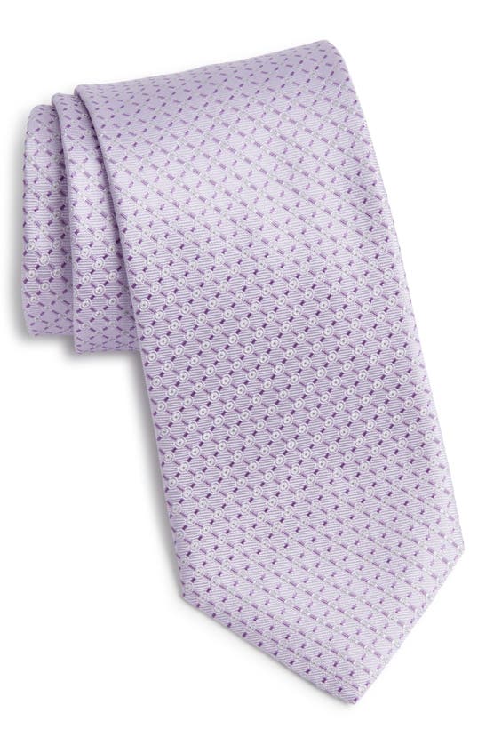Shop Canali Neat Silk Tie In Light Purple