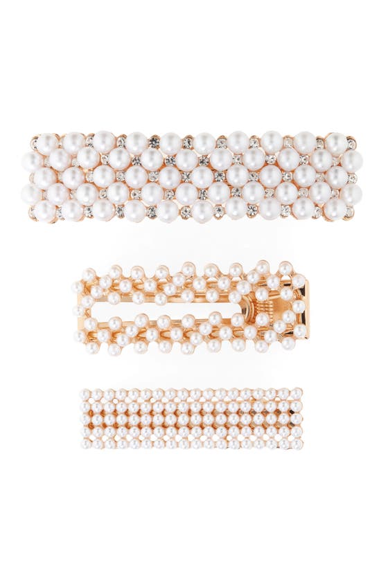 Shop Tasha Assorted 3-pack Imitation Pearl Hair Clips In Gold