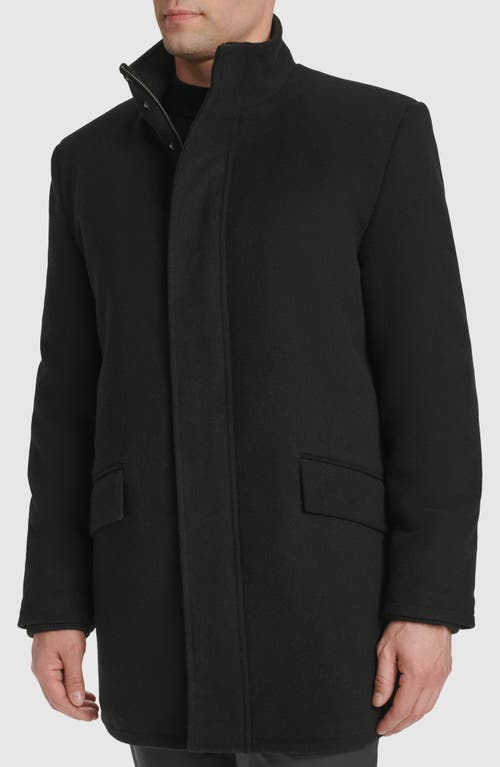 Cole Haan Signature Stand Collar Wool Blend Car Coat In Black