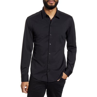 Boss Robbie Regular Fit Button-Up Performance Shirt, Black