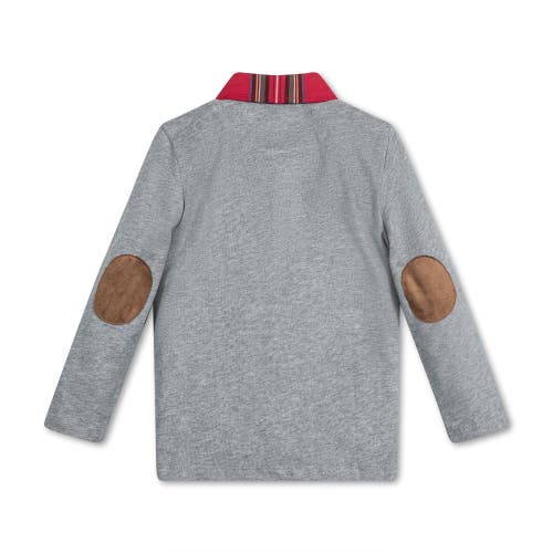 Hope & Henry Boys' Long Sleeve Polo Shirt, Kids In Gray Heather Red Tartan