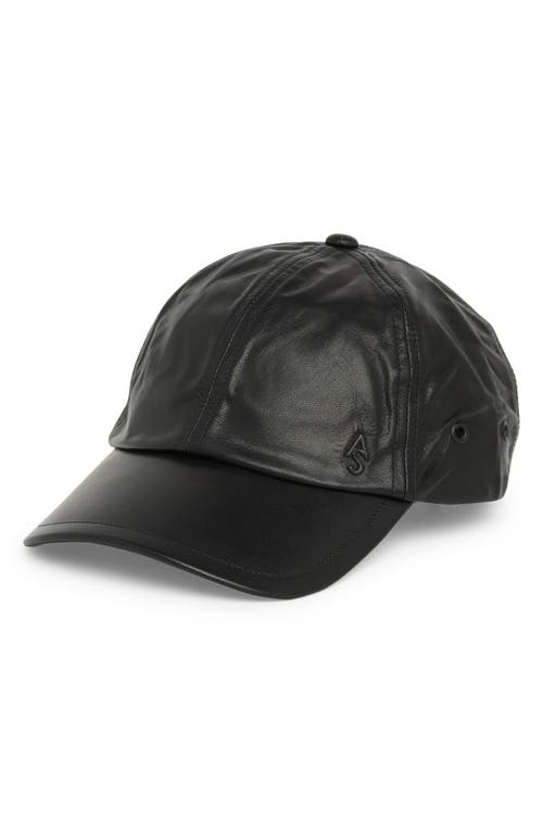 AllSaints Glazed Leather Baseball Cap in Black