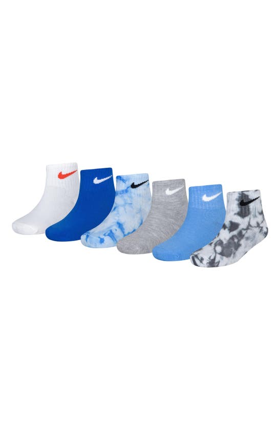 Nike Kids' Tie Dye Swoosh Ankle Socks In Dark Grey Heather