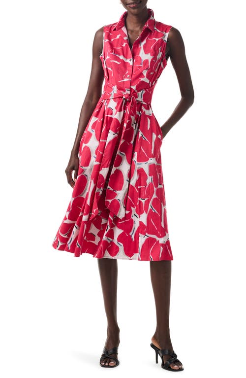 Nic + Zoe Bold Petals Sleeveless Button-up Shirtdress In Red Multi