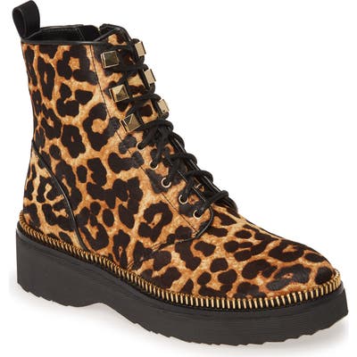 Michael Michael Kors Haskell Genuine Calf Hair Combat Boot- Brown