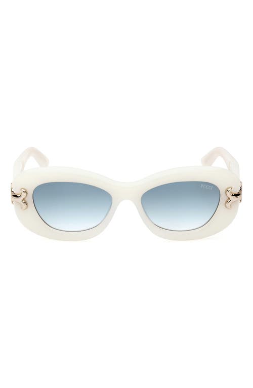 52mm Gradient Geometric Sunglasses in White /Gradient Blue