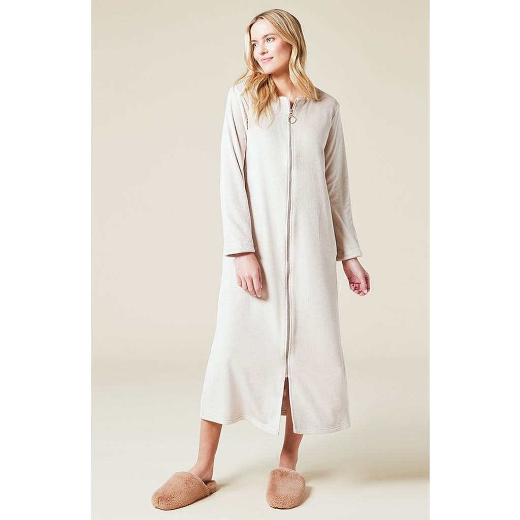 Softies Serenity Sweetheart Neck Zip Robe In Coco