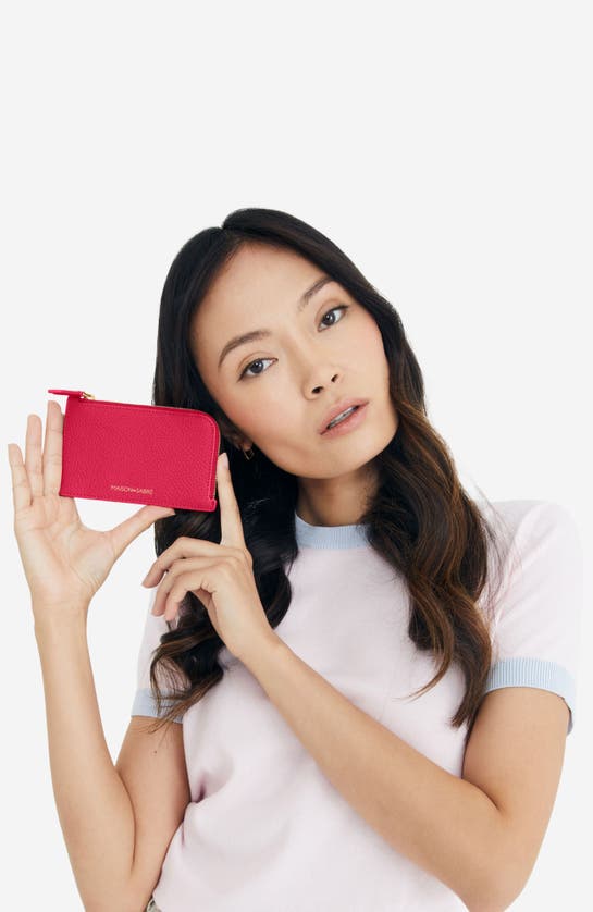 Maison De Sabre Maison De Sabré Leather Zip Card Holder In Shibuya Fuchsia