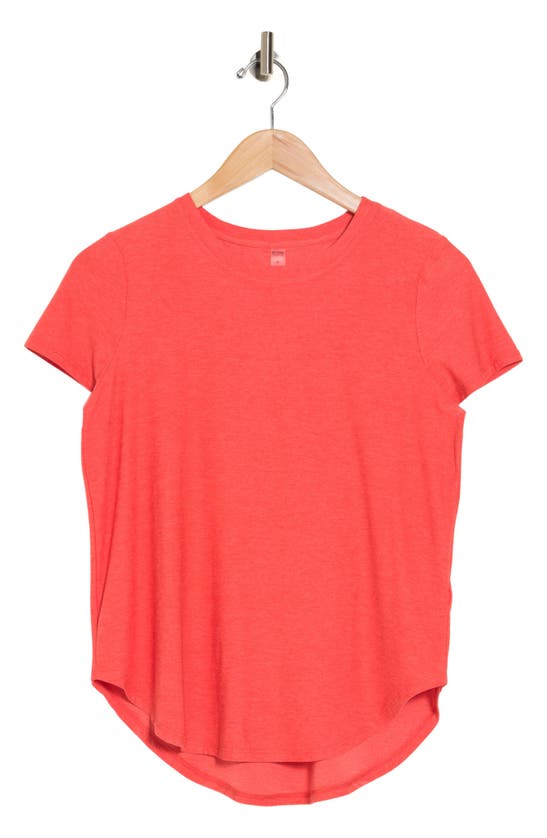 Beyond Yoga On The Down Low T-shirt In Fresh Coral Heather