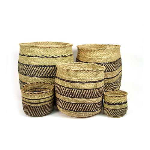 Mbare Black Stripe Iringa Basket In Black Stripe