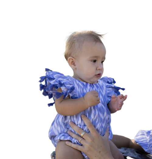 Mer St. Barth Anna Romper In Blue Ikat