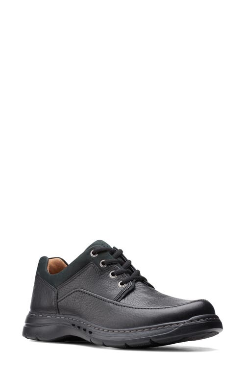 Clarks(R) Unstructured Brawley Moc Toe Derby in Black Tumbled Leather
